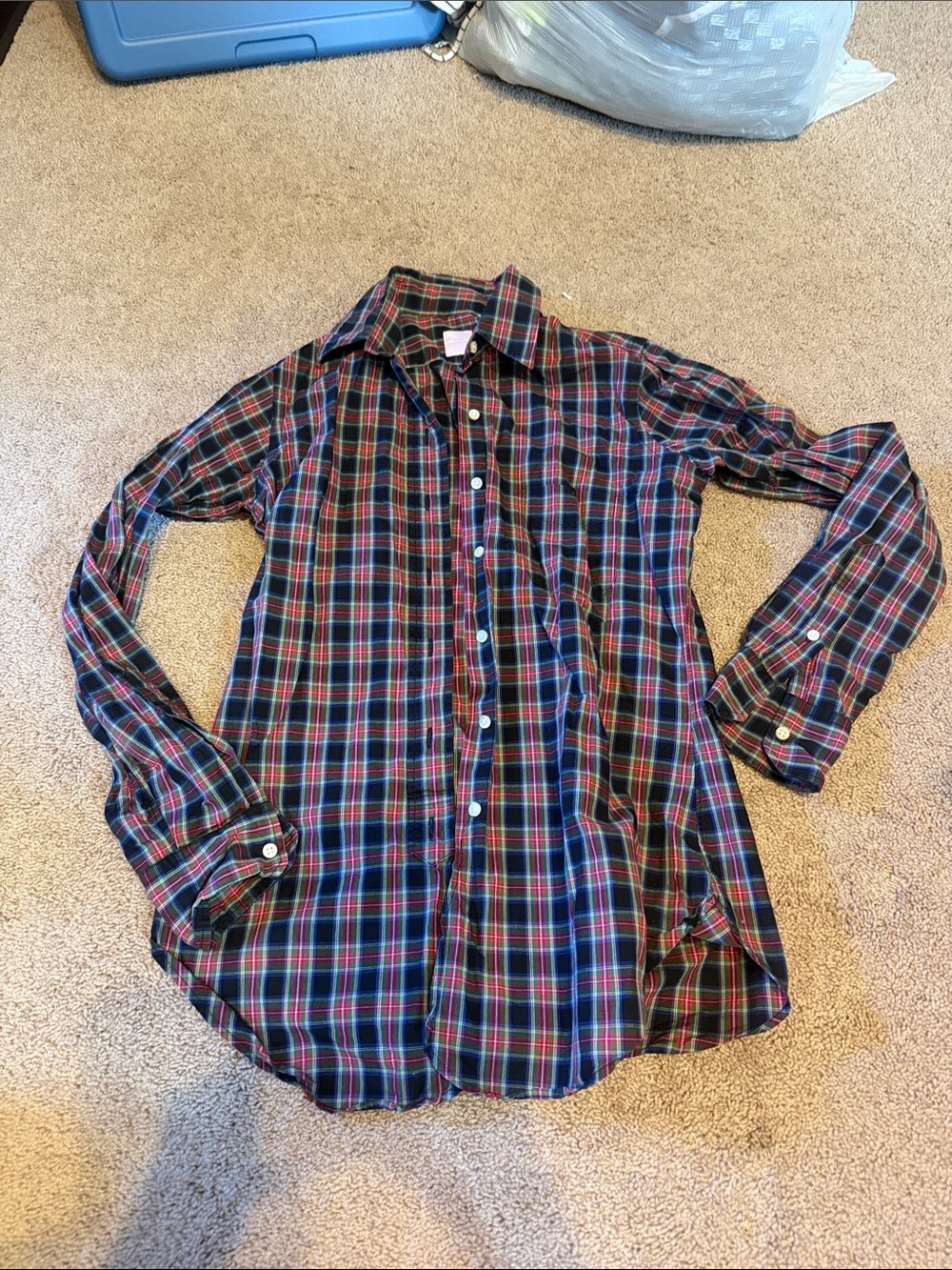 ANN MASHBURN Red, Blue & Green Plaid Button-Down Shirt